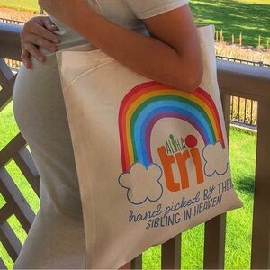 Rainbow Canvas Tote Bag | Natural | Reusable